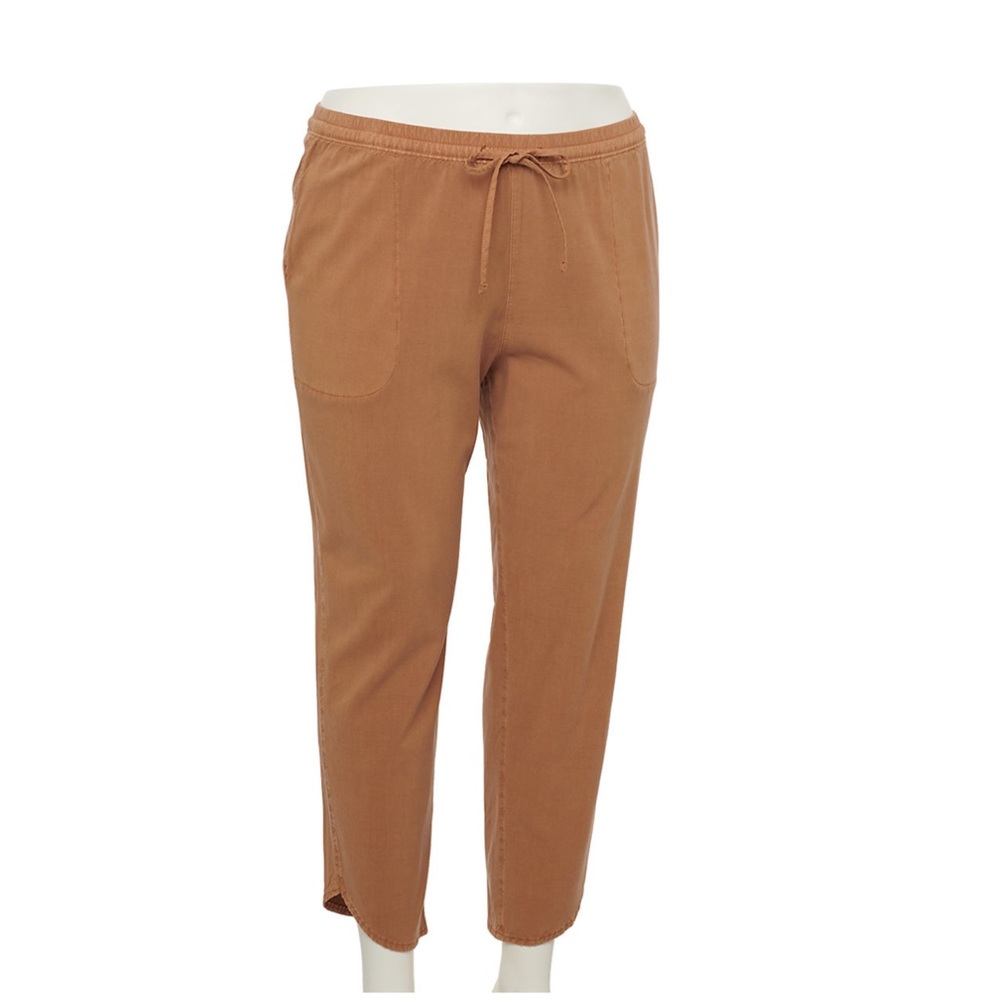 NWT Sonoma Dolphin Hem Crop Capri Pants Mid Rise Brown Size 4X